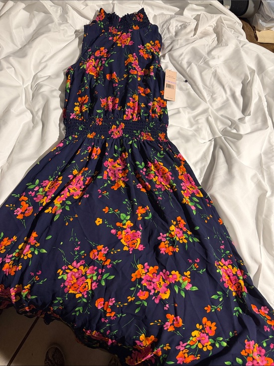 Nanette Lepore Dresses & Skirts - Nanette Lepore Navy Floral Smocked Waist Sleeveless Dress